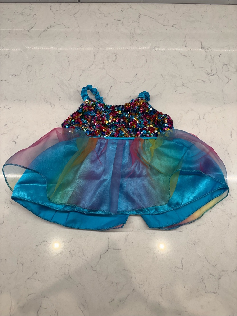 BUILD A BEAR BABW Blue Turquoise Sequin Rainbow Tulle Dress for Plush 2013